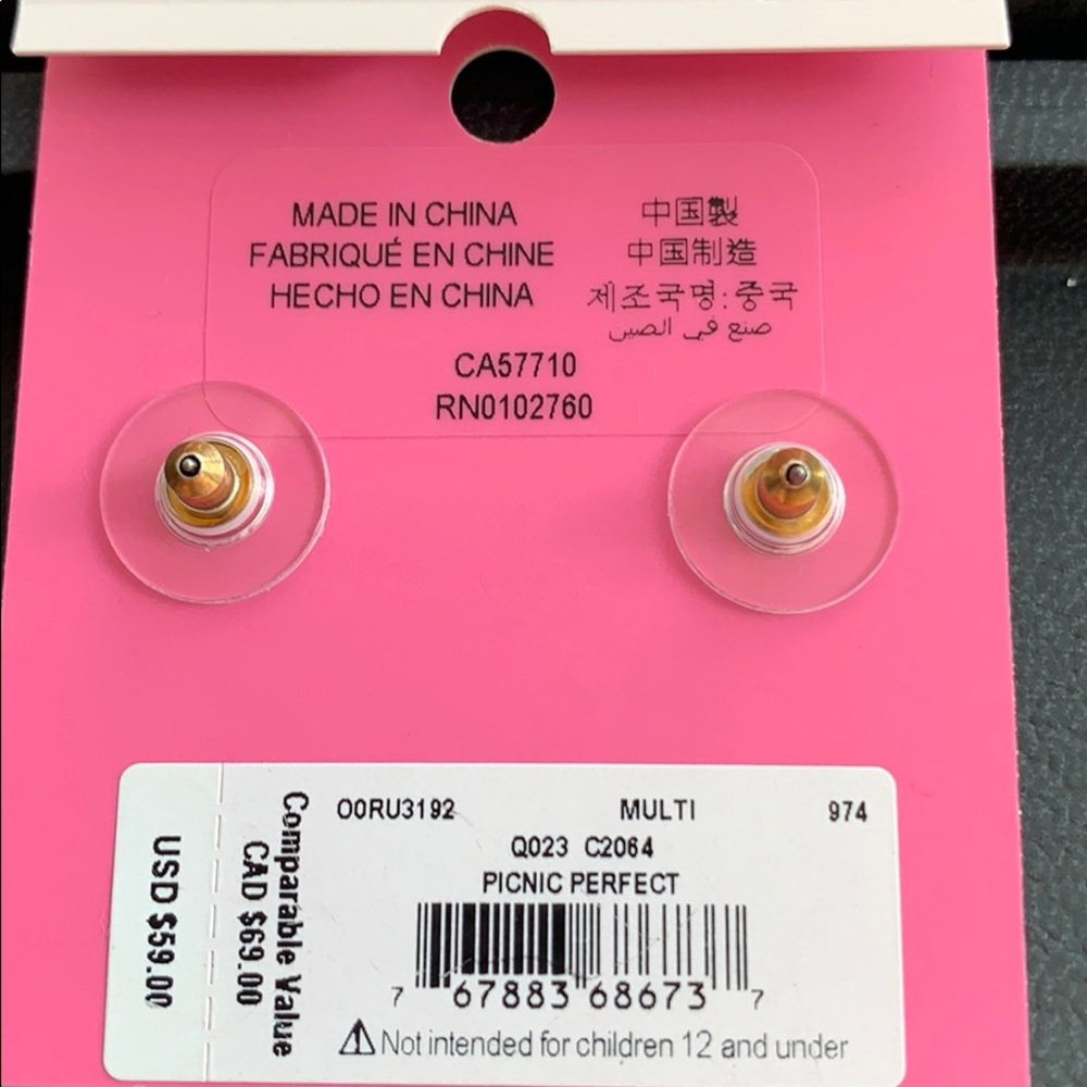 Authentic Kate Spade Watermelon Earrings - Picture 3 of 3